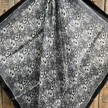Load image into Gallery viewer, 35X35" Black & White Paisley Wild Rag/Scarf WR3401