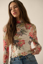 Load image into Gallery viewer, Sunday Bloom Mesh Top with Thumbhole