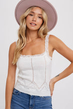 Load image into Gallery viewer, LACE TRIMMED KNIT CAMI