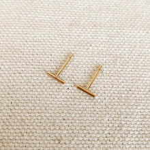 Load image into Gallery viewer, 14k Gold Filled Petite Bar Stud Earrings