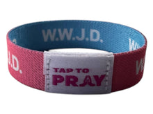 Load image into Gallery viewer, Tap To Pray™ Wristbands - Blue & Pink WWJD