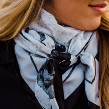 Load image into Gallery viewer, Black / White Four Leaf Clover Wild Rag / Scarf