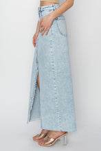 Load image into Gallery viewer, Stupid Cupid High Rise Crossover Maxi Denim Skirt