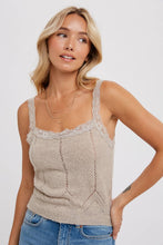 Load image into Gallery viewer, LACE TRIMMED KNIT CAMI