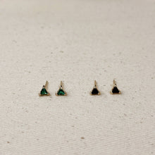 Load image into Gallery viewer, Mini Colored CZ Triangle Stud
