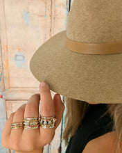 Load image into Gallery viewer, Back to Eden Etched Sterling Silver Spinner Ring w/ Brass Bands