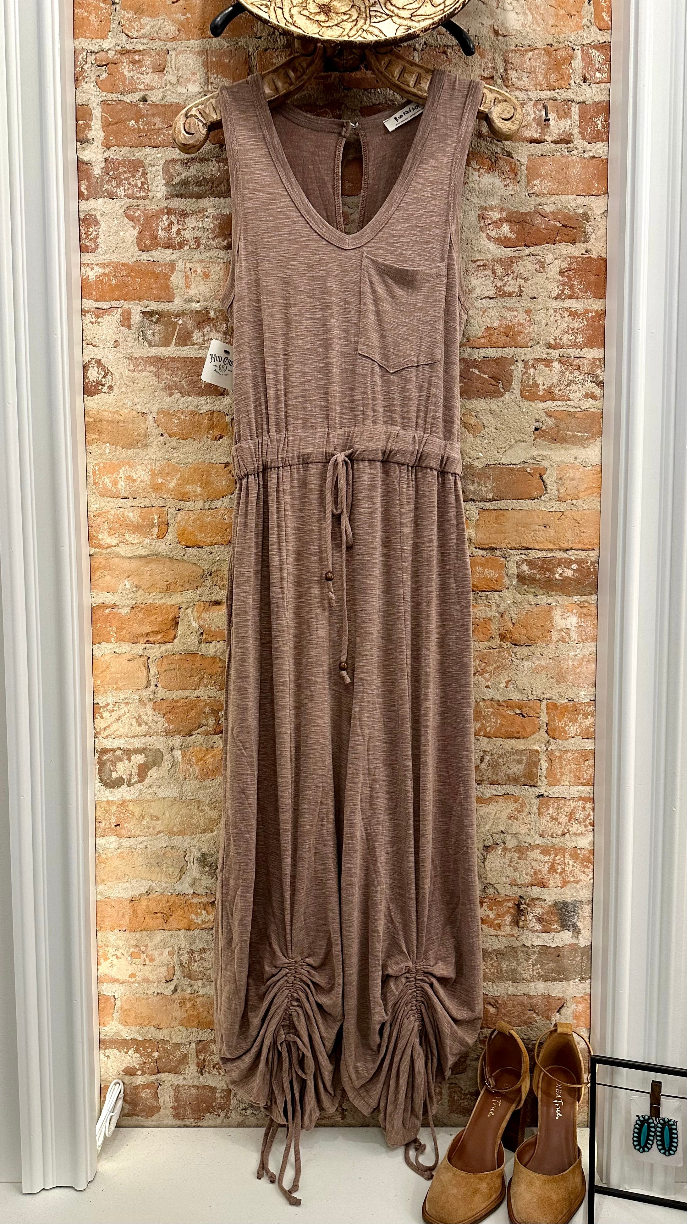 juniper mini dress mocha Avril Cinched Jumpsuit Billabong Women's Suns Out baby blue mini this mini Color:Riviera