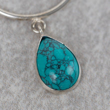 Load image into Gallery viewer, Turquoise Drop Hoop Earrings