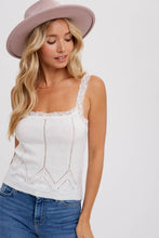 Load image into Gallery viewer, LACE TRIMMED KNIT CAMI