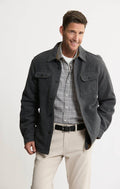Thermal Lined Wool Blend Shirt Jacket- Charcoal