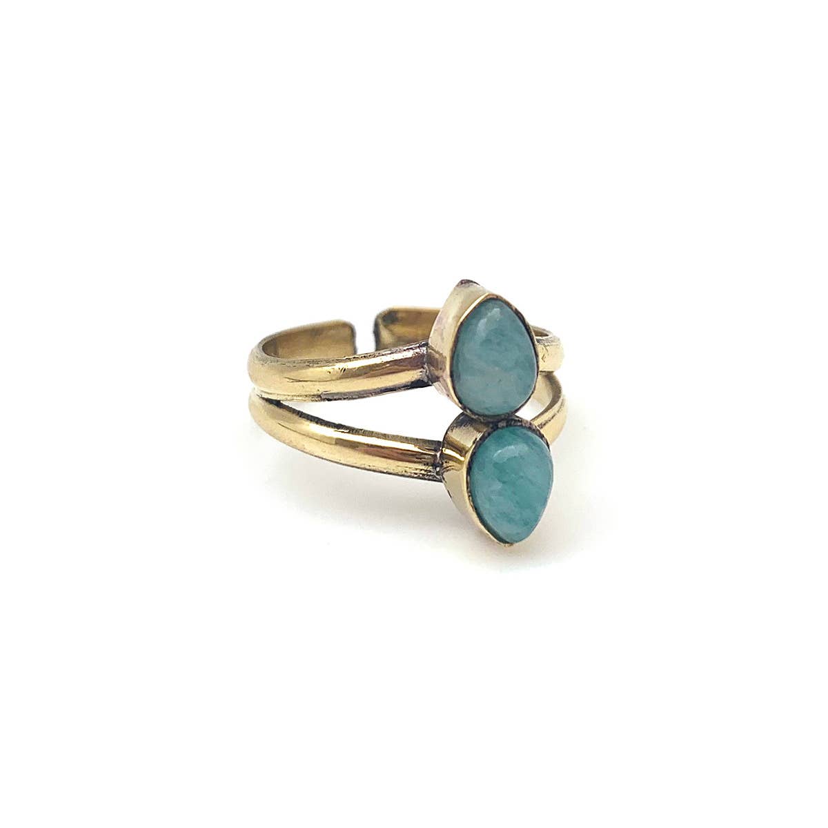 She’s Shinin’ - Brass-Gold with Double Amazonite Ring