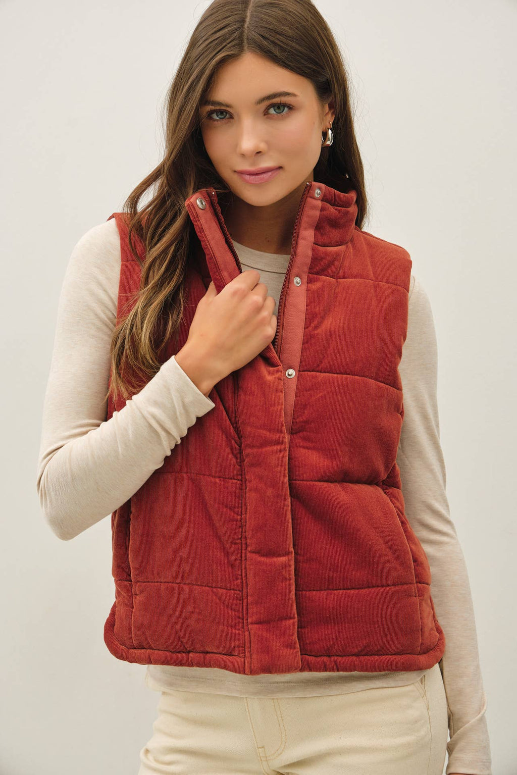 Penny For Your Thoughts-CORDUROY PUFFER VEST