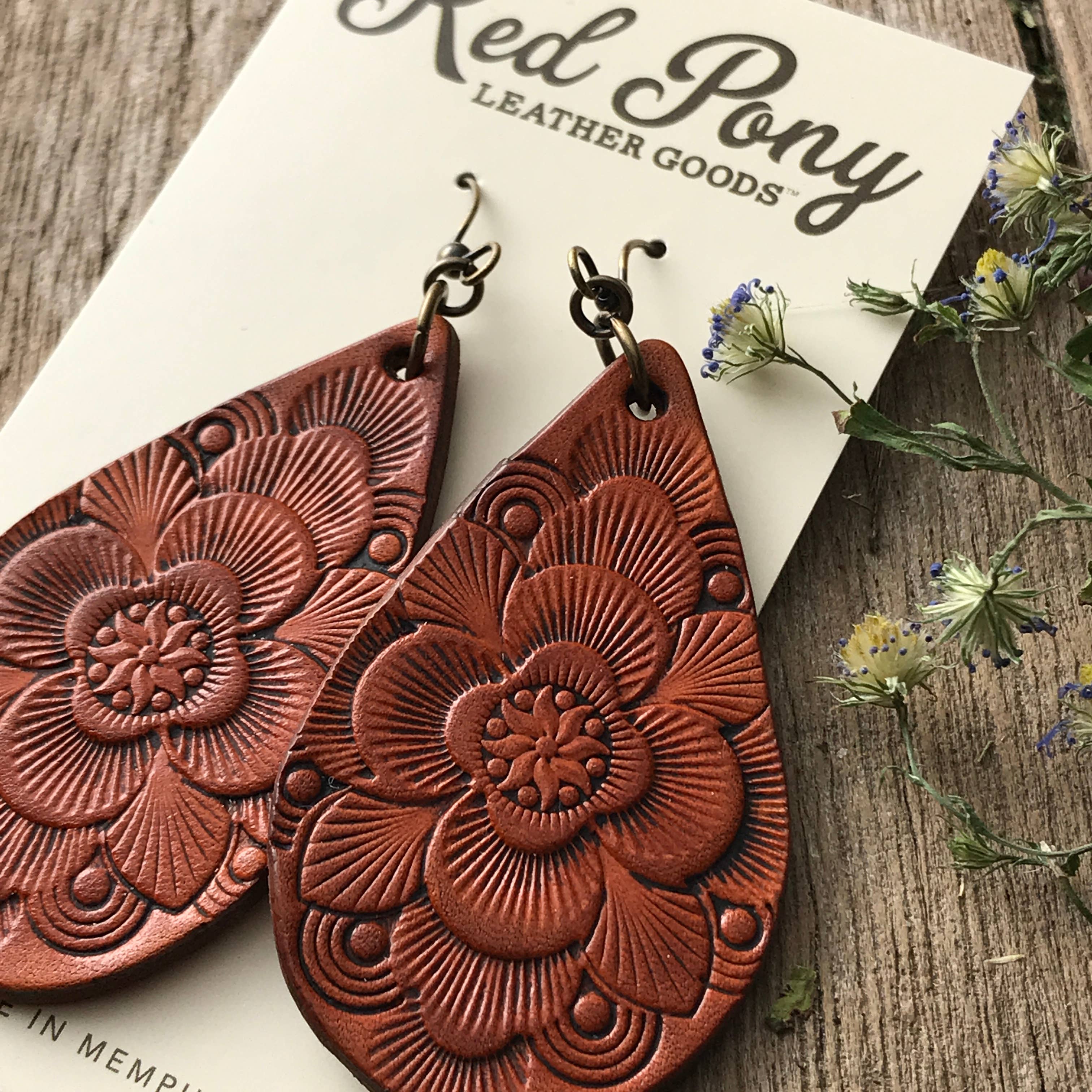 Lord Willing Leather Teardrop Earrings