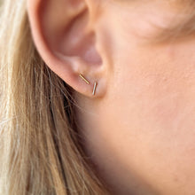 Load image into Gallery viewer, 14k Gold Filled Petite Bar Stud Earrings
