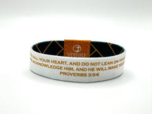 Load image into Gallery viewer, Blue Herringbone / Proverbs 3:5-6 Wristband
