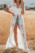 Load image into Gallery viewer, Willa Short Sleeve Crochet Lace Duster
