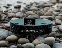 Load image into Gallery viewer, Black Topography / 2 Timothy 1:7 Wristband
