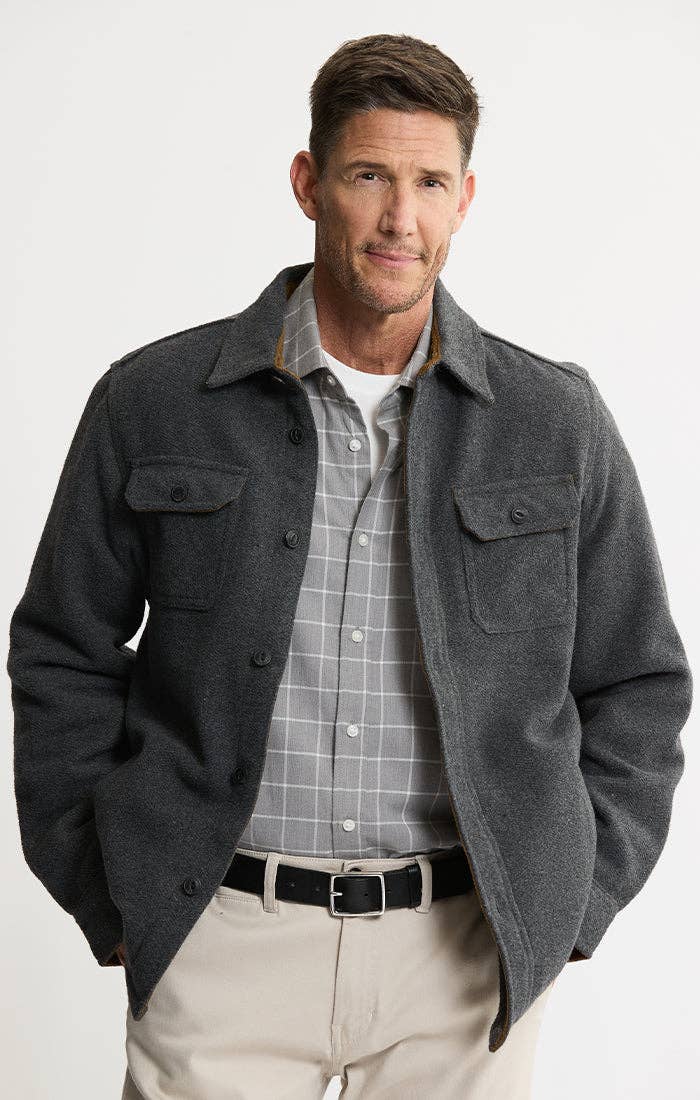 Thermal Lined Wool Blend Shirt Jacket- Charcoal