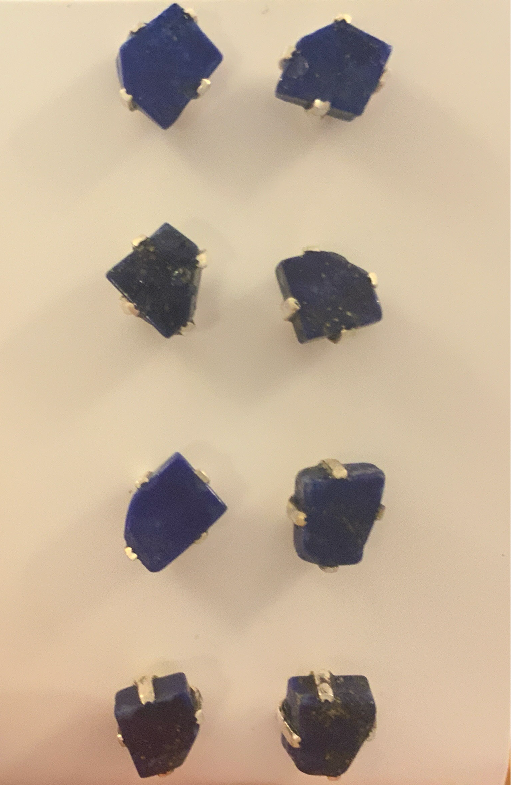 Natural Rough Gemstone Stud Earrings in Sterling Silver