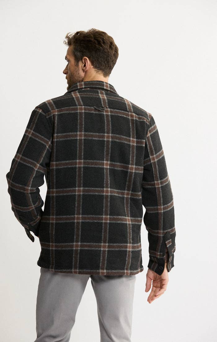 Thermal Lined Wool Blend Shirt Jacket - Black Plaid