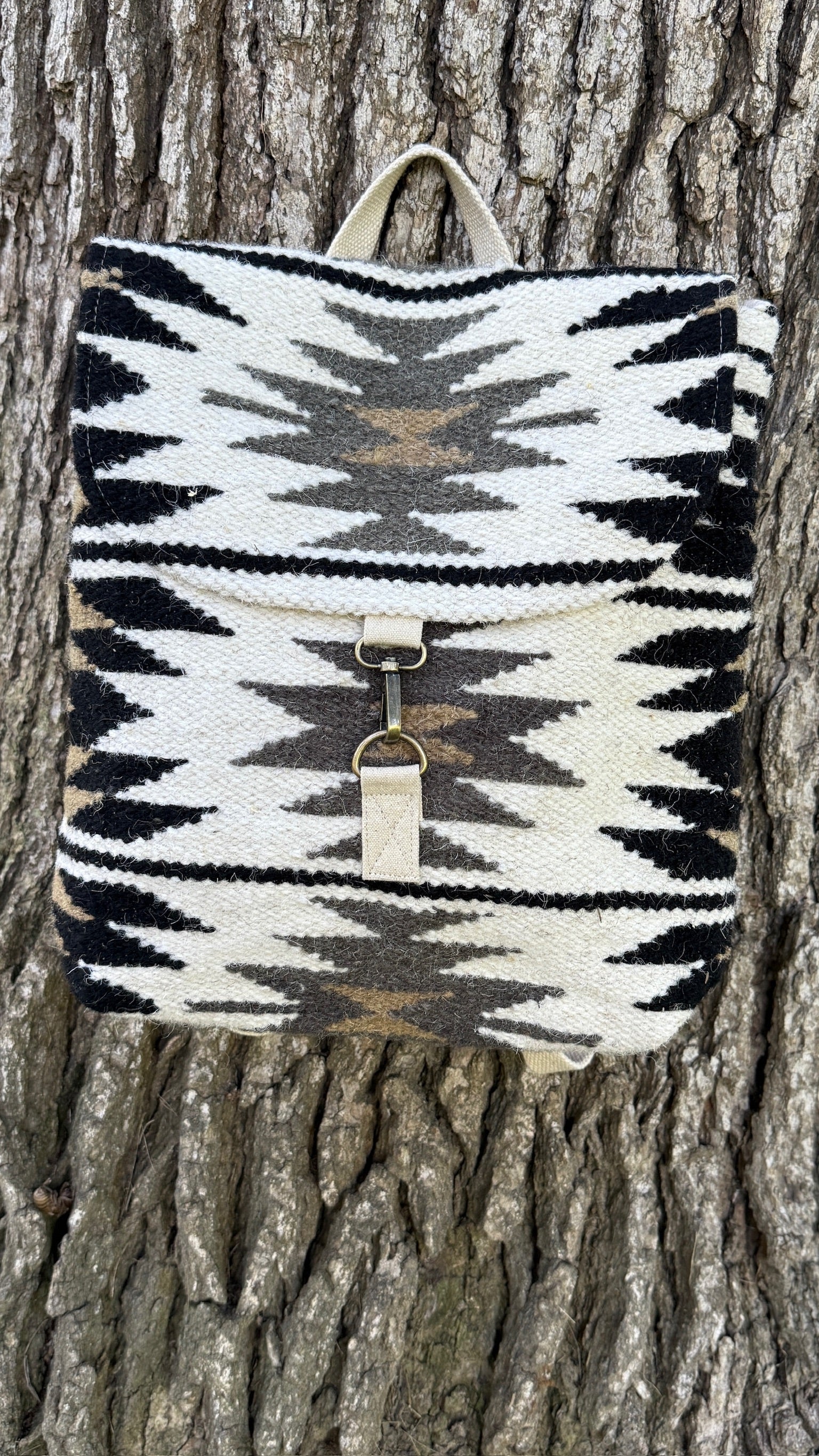 Cream & Black Aztec Backpack