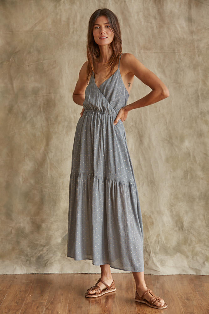 Blue Eyes Blue Ruffle Maxi Dress