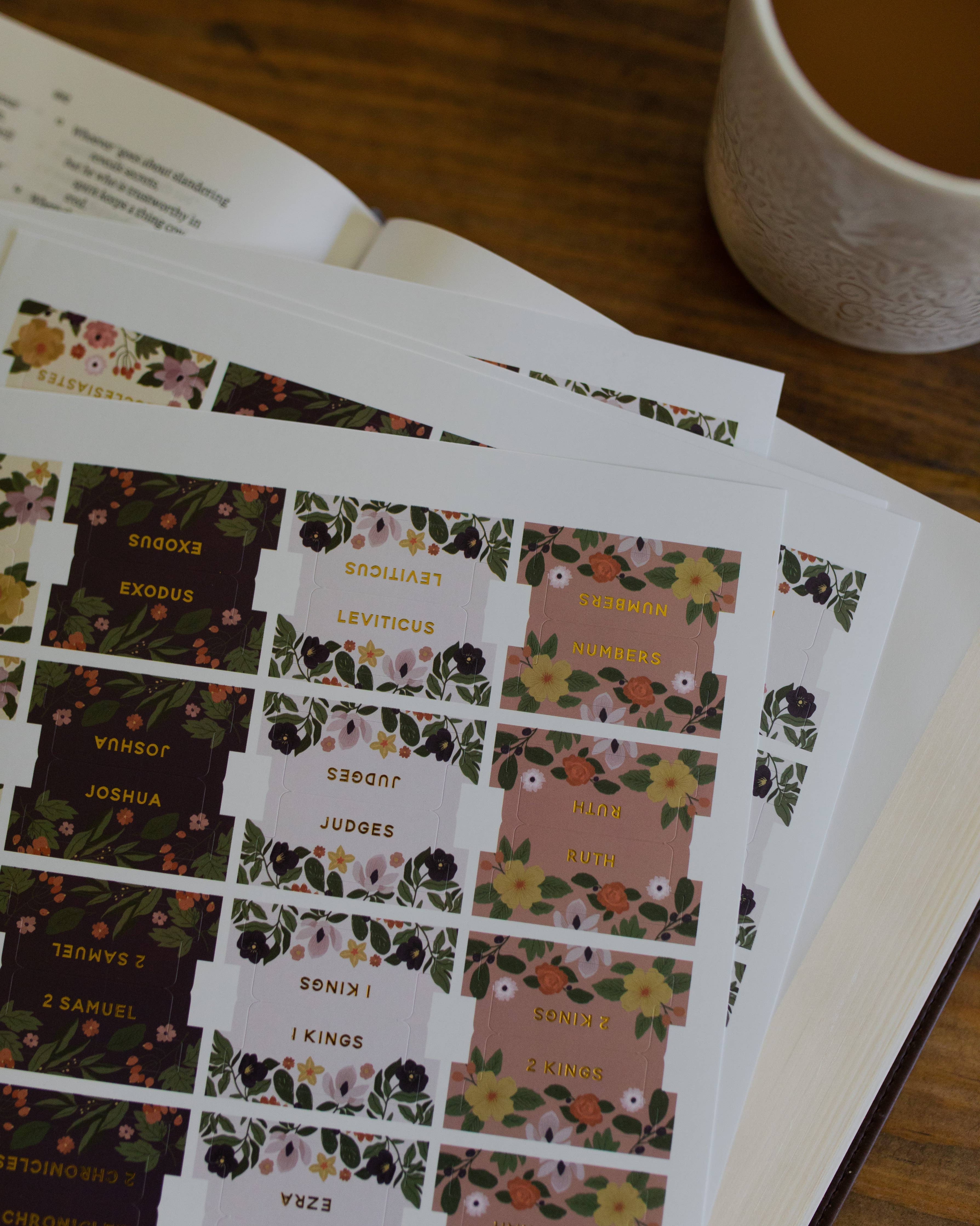 Magnolia Floral Bible Tabs - 76 Tabs