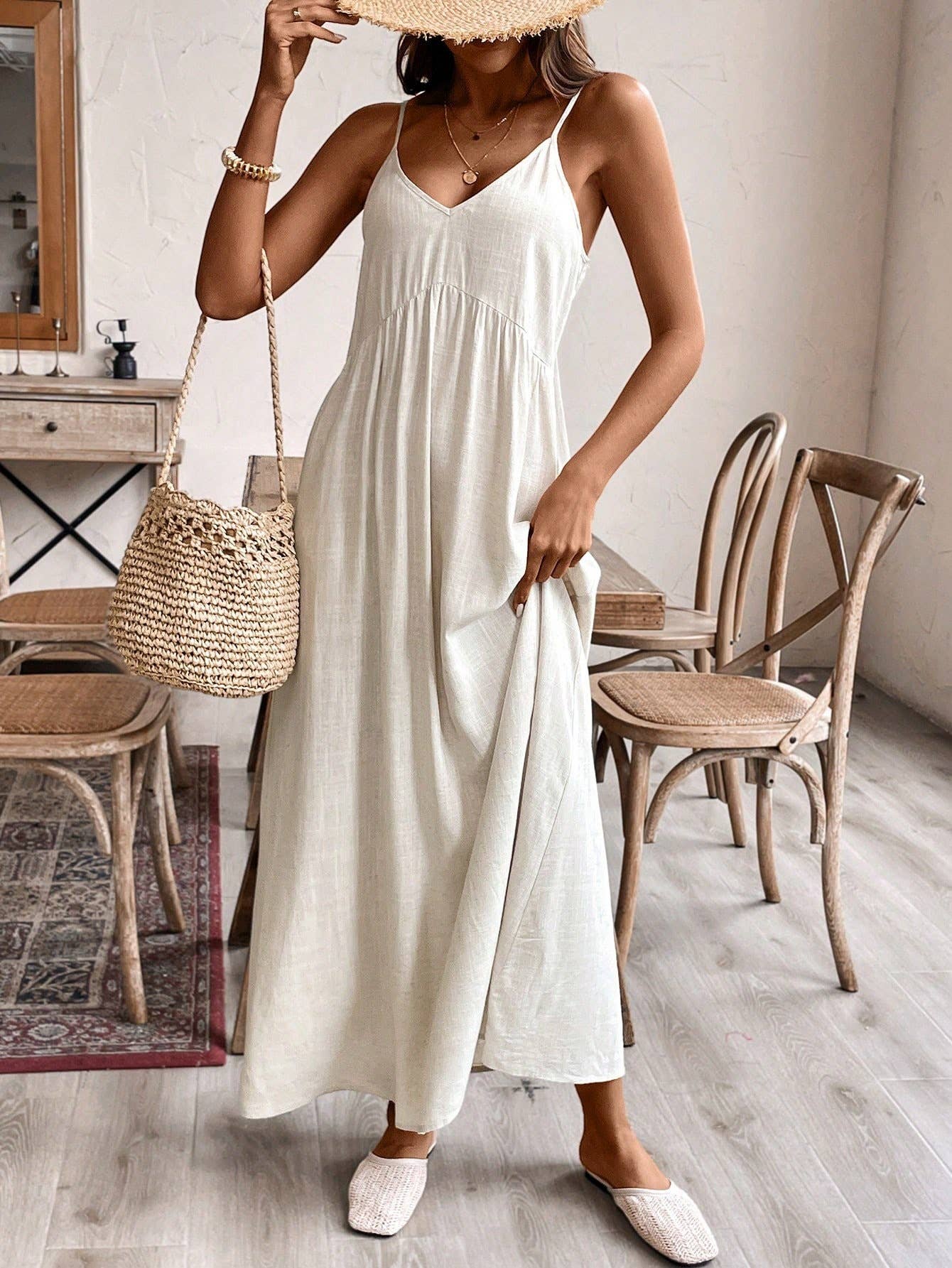 Letters From Home- Linen Cami Dress