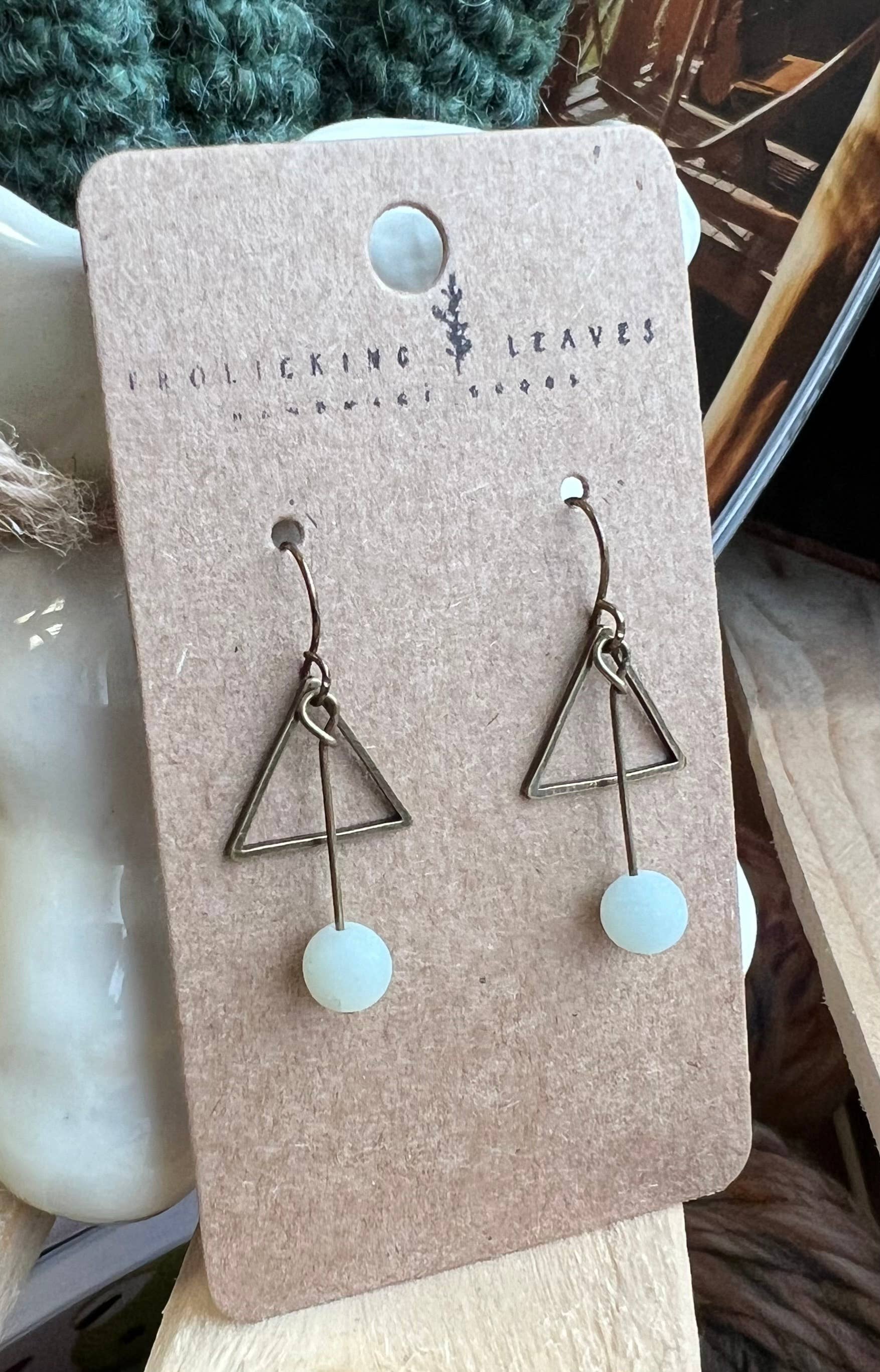 Amazonite Bronze Triangle Earrings
