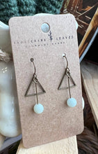 Load image into Gallery viewer, Amazonite Bronze Triangle Earrings
