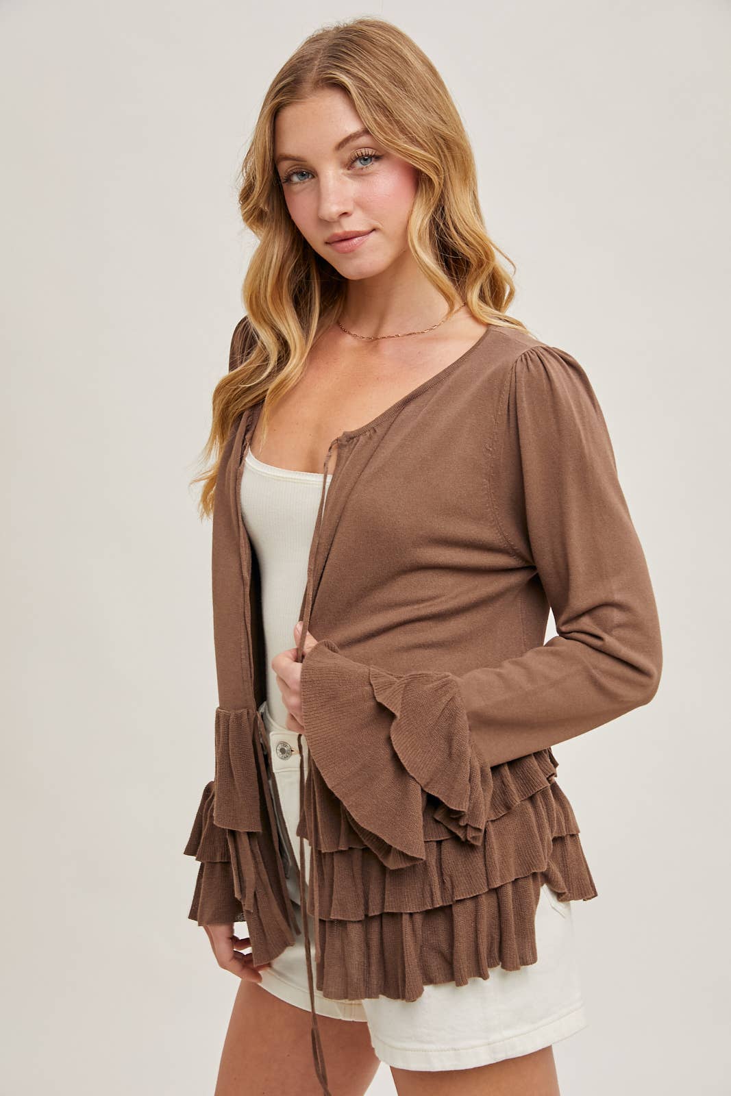 Glory Ruffle Hem Bell Sleeve Sweater