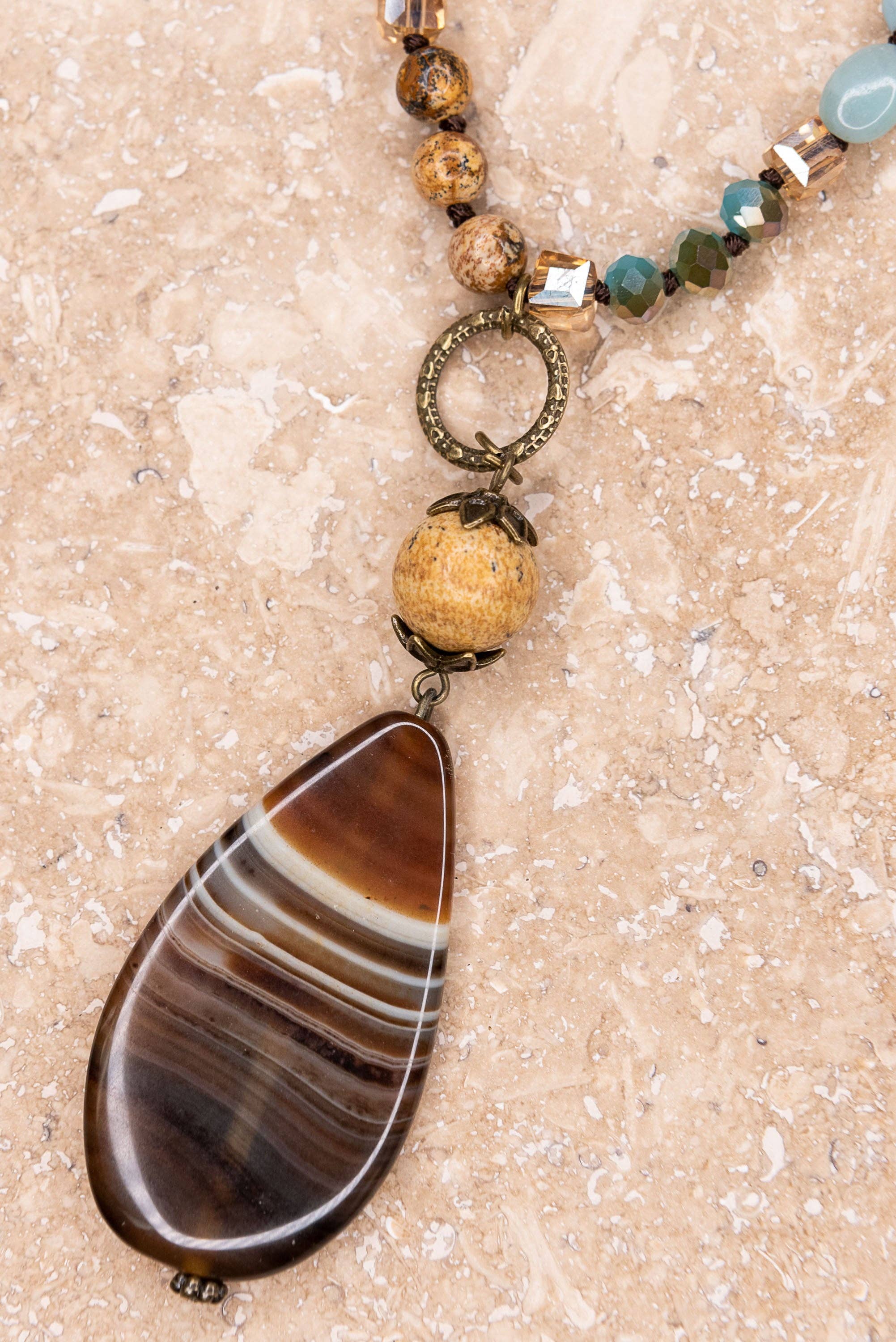 Debbie Necklace in Turquoise/Brown