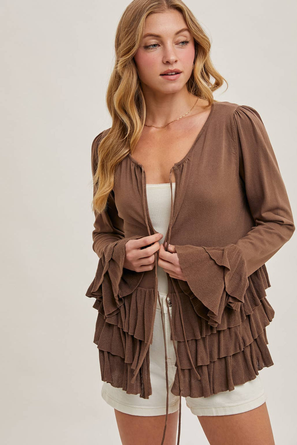 Glory Ruffle Hem Bell Sleeve Sweater