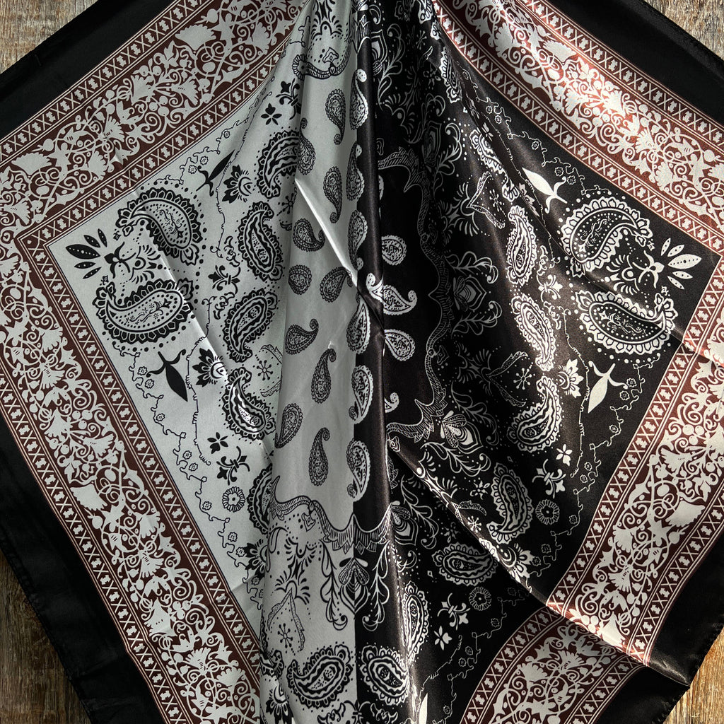 Two Tone Black Paisley Wild Rag / Scarf
