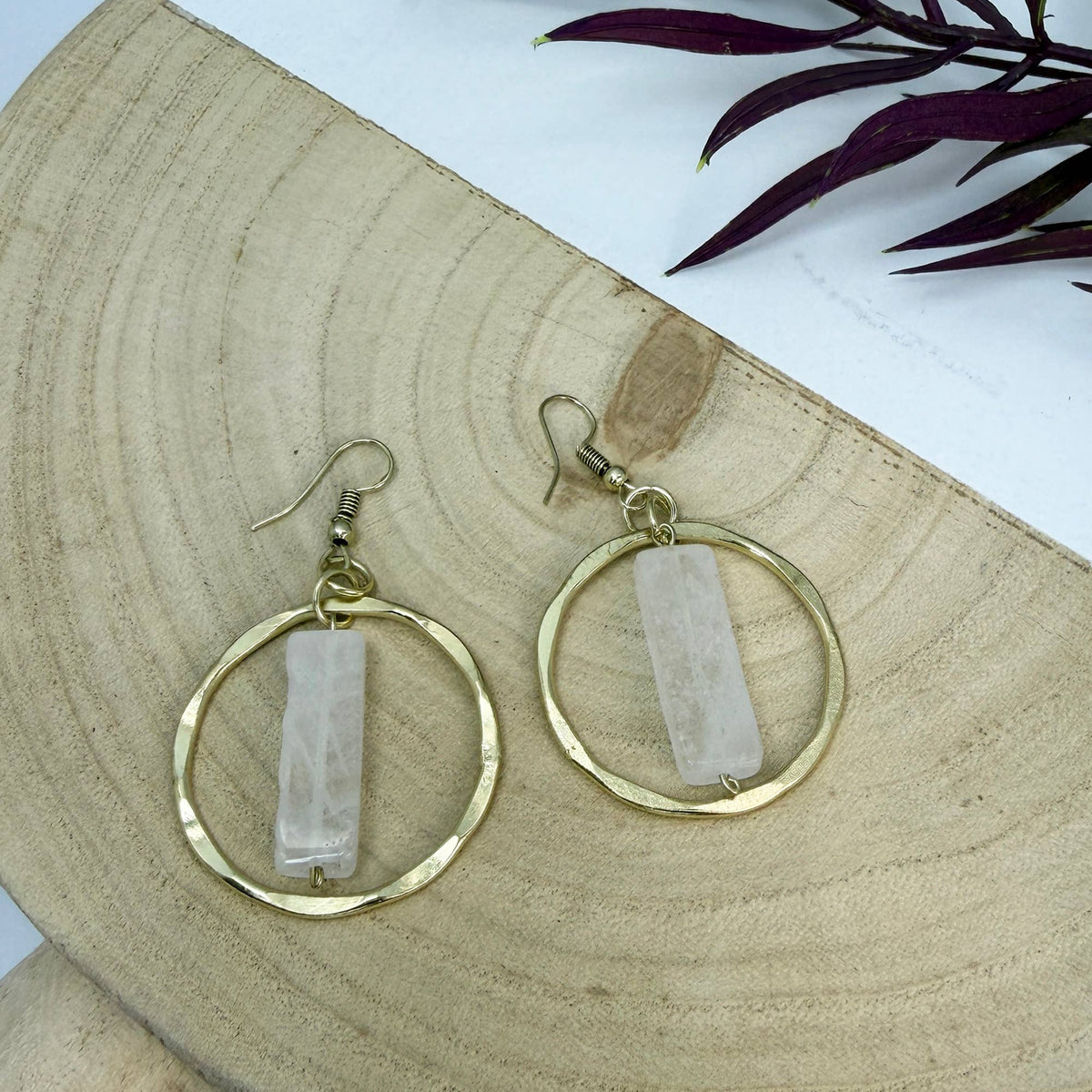 Akriti Quartz Circle Handcrafted Gold Earrings