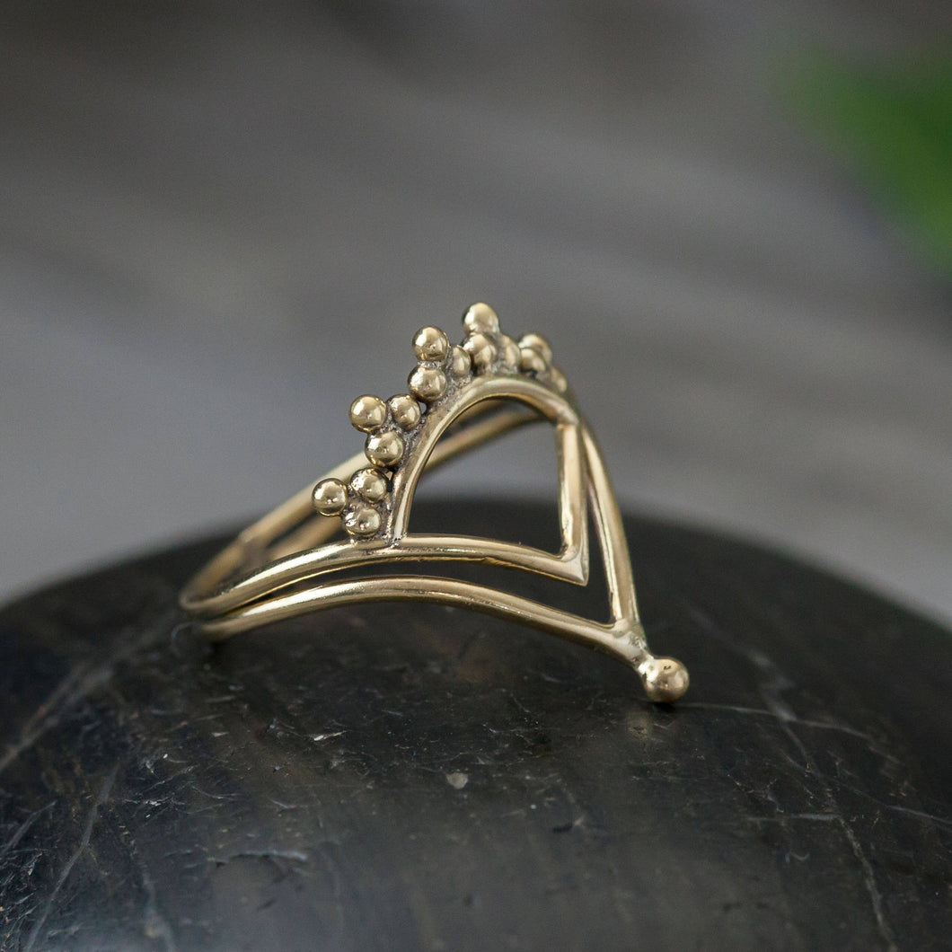 Double Crown Brass Ring