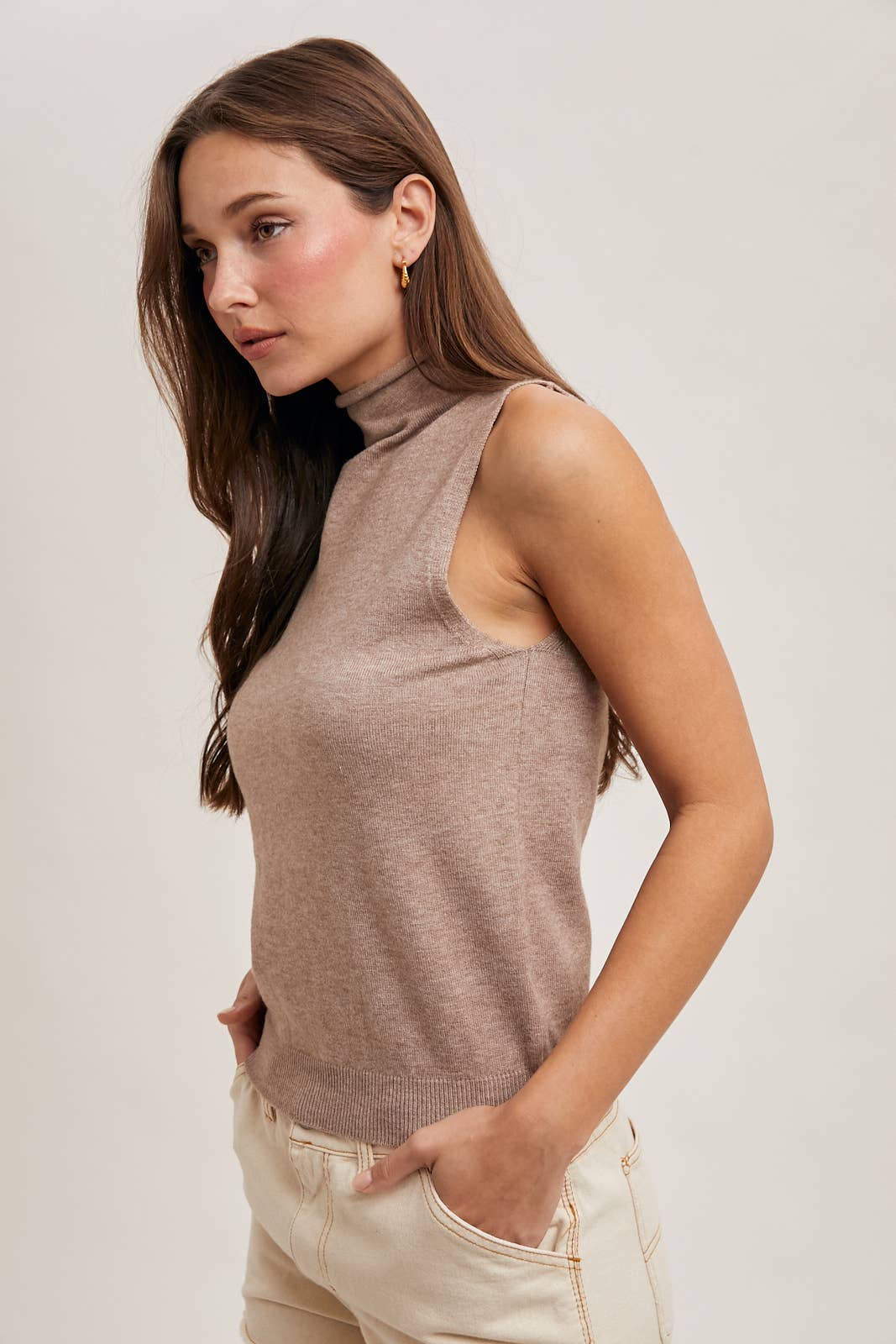 Tangled Heart Strings - Sleeveless Mock Neck Sweater