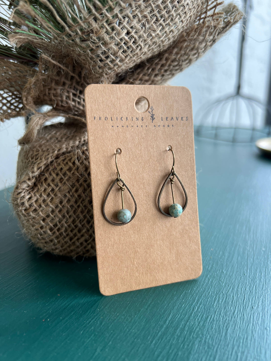 Jasper Bean Tear Drop Earrings