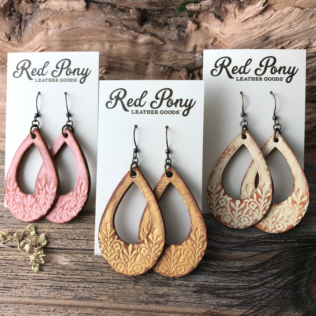 Long Time Gone Hand Tooled Leather Earrings