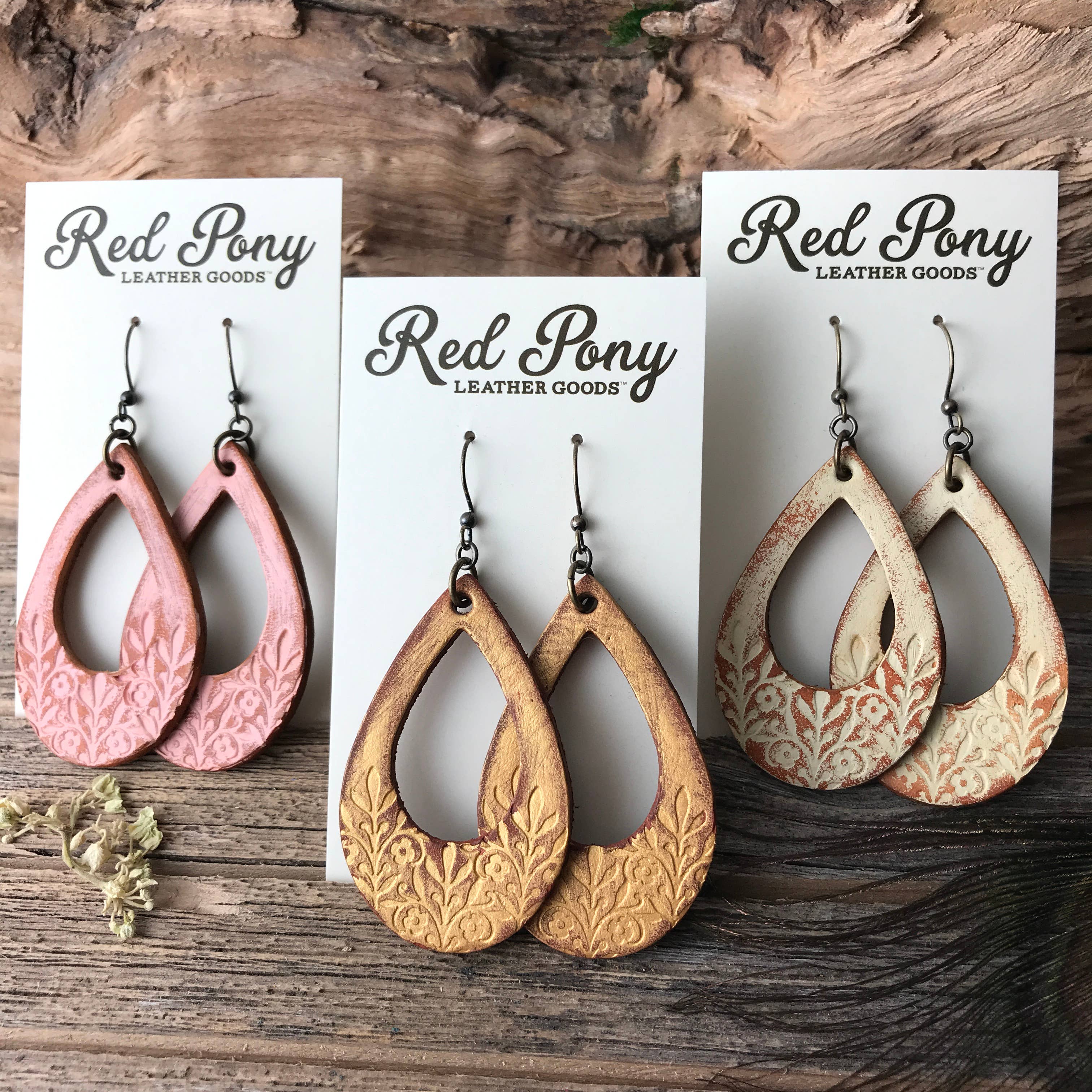 Long Time Gone Hand Tooled Leather Earrings