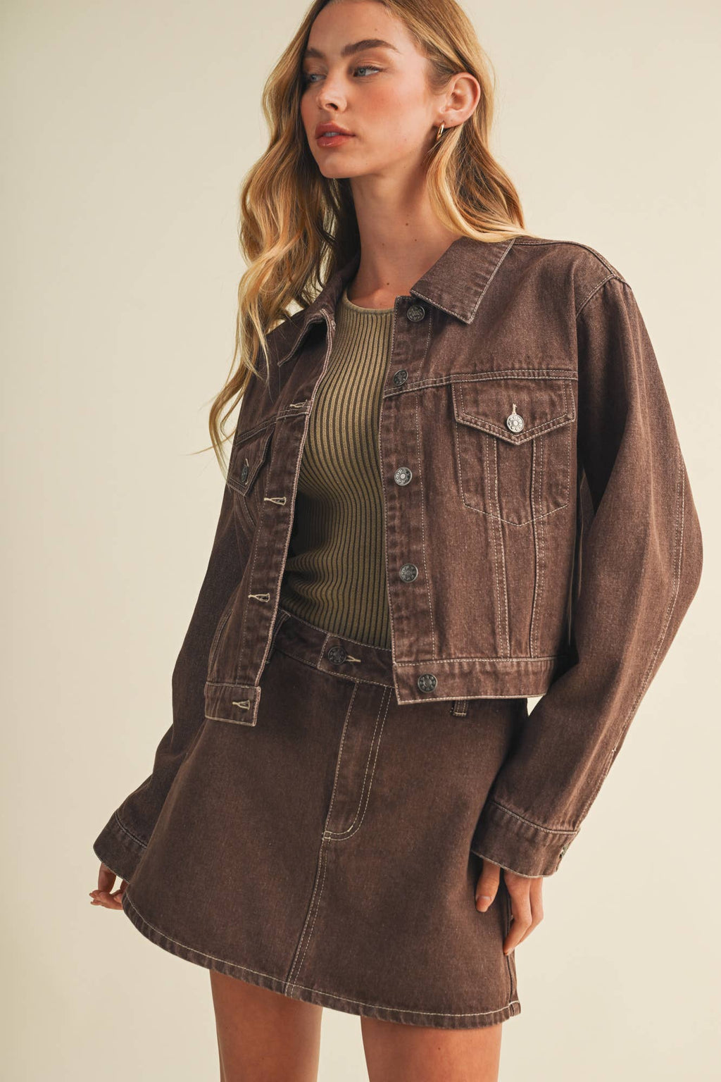 Garment-Dyed Rigid Denim Trucker Jacket