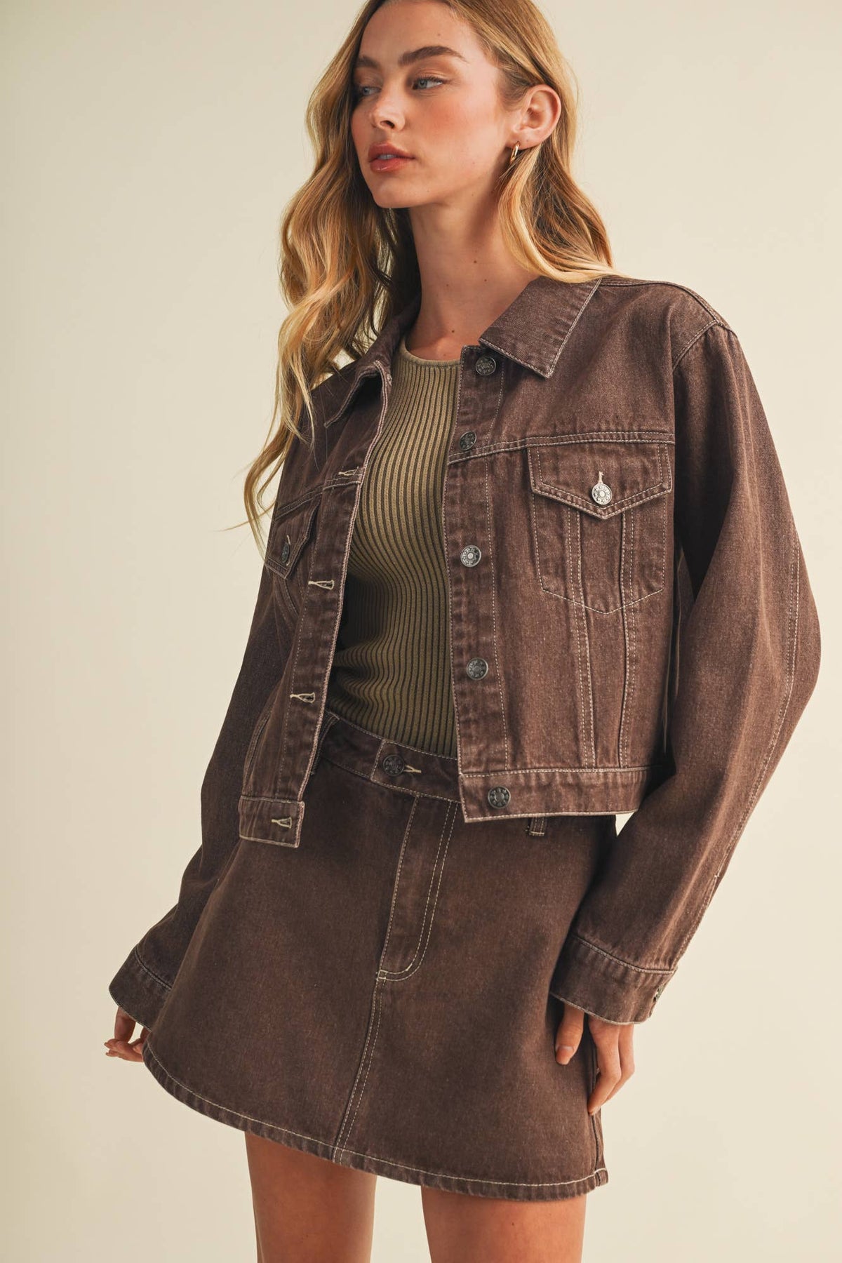 Garment-Dyed Rigid Denim Trucker Jacket
