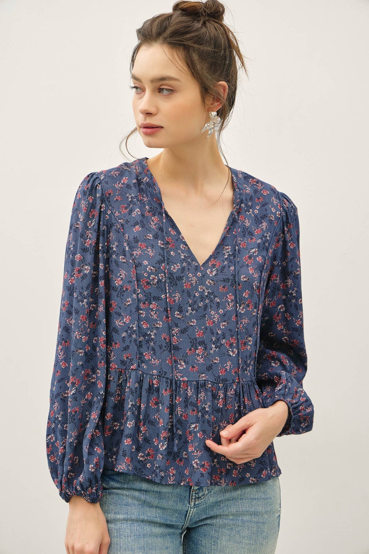 Blue Bell-Floral Chiffon Blouse