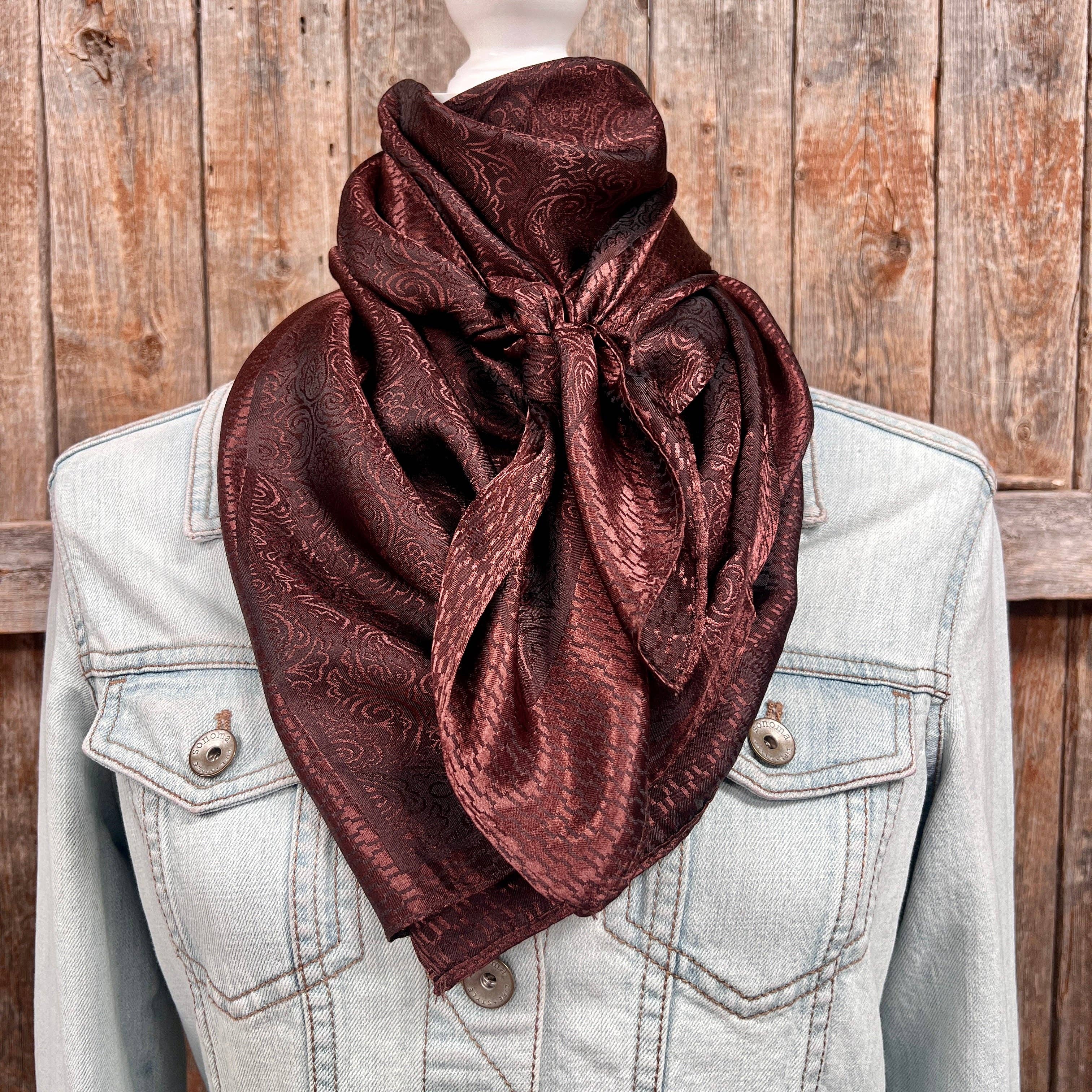 35X35" Brown Jacquard Wild Rag/Scarf WR4043