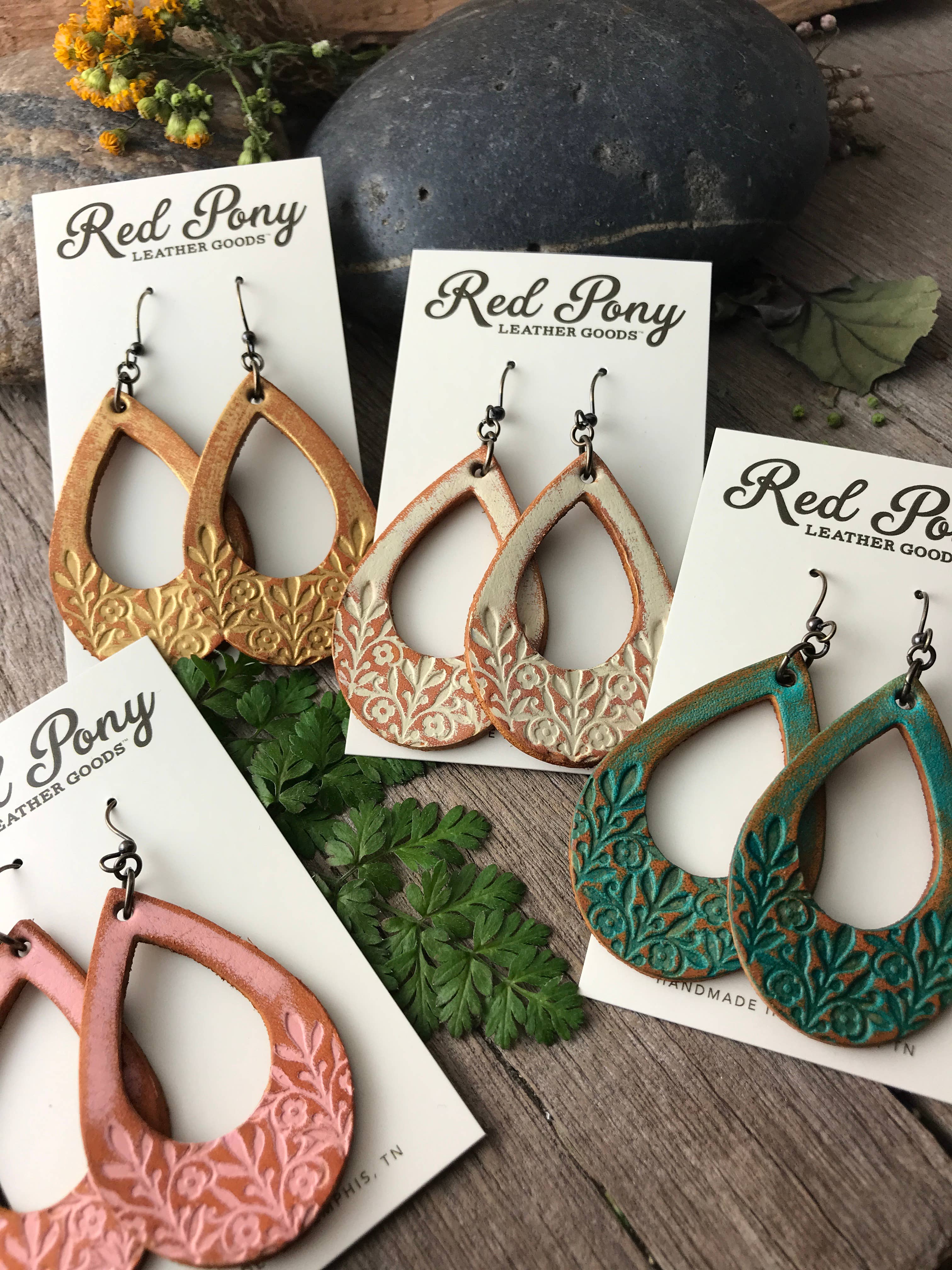 Long Time Gone Hand Tooled Leather Earrings