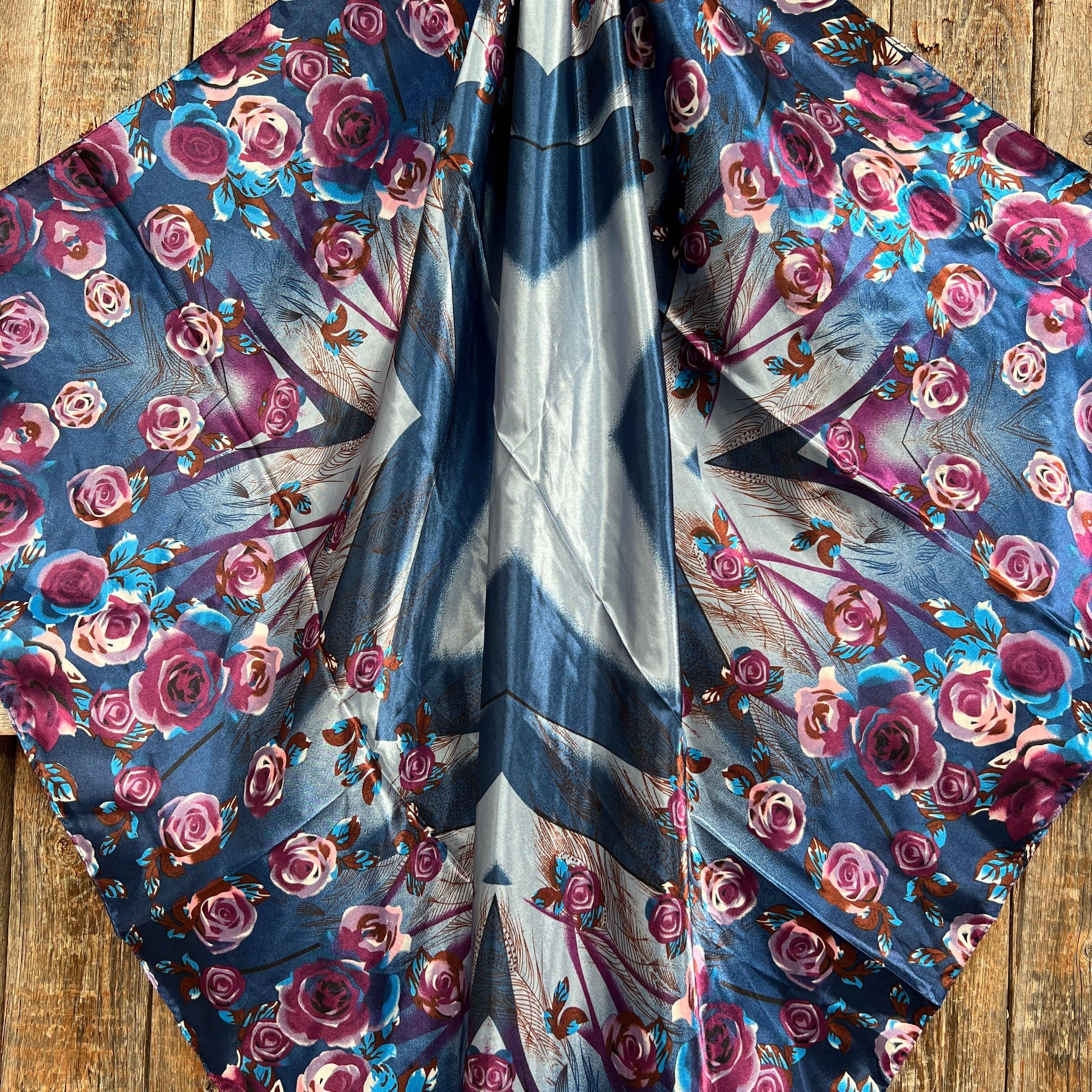 Blue and Purple Roses Wild Rag/Scarf