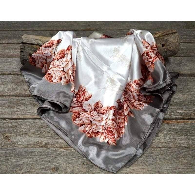 Grey & Pink Floral Wild Rag / Scarf