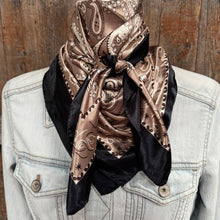 Load image into Gallery viewer, Black and Tan Floral Paisley Wild Rag / Scarf WR3383
