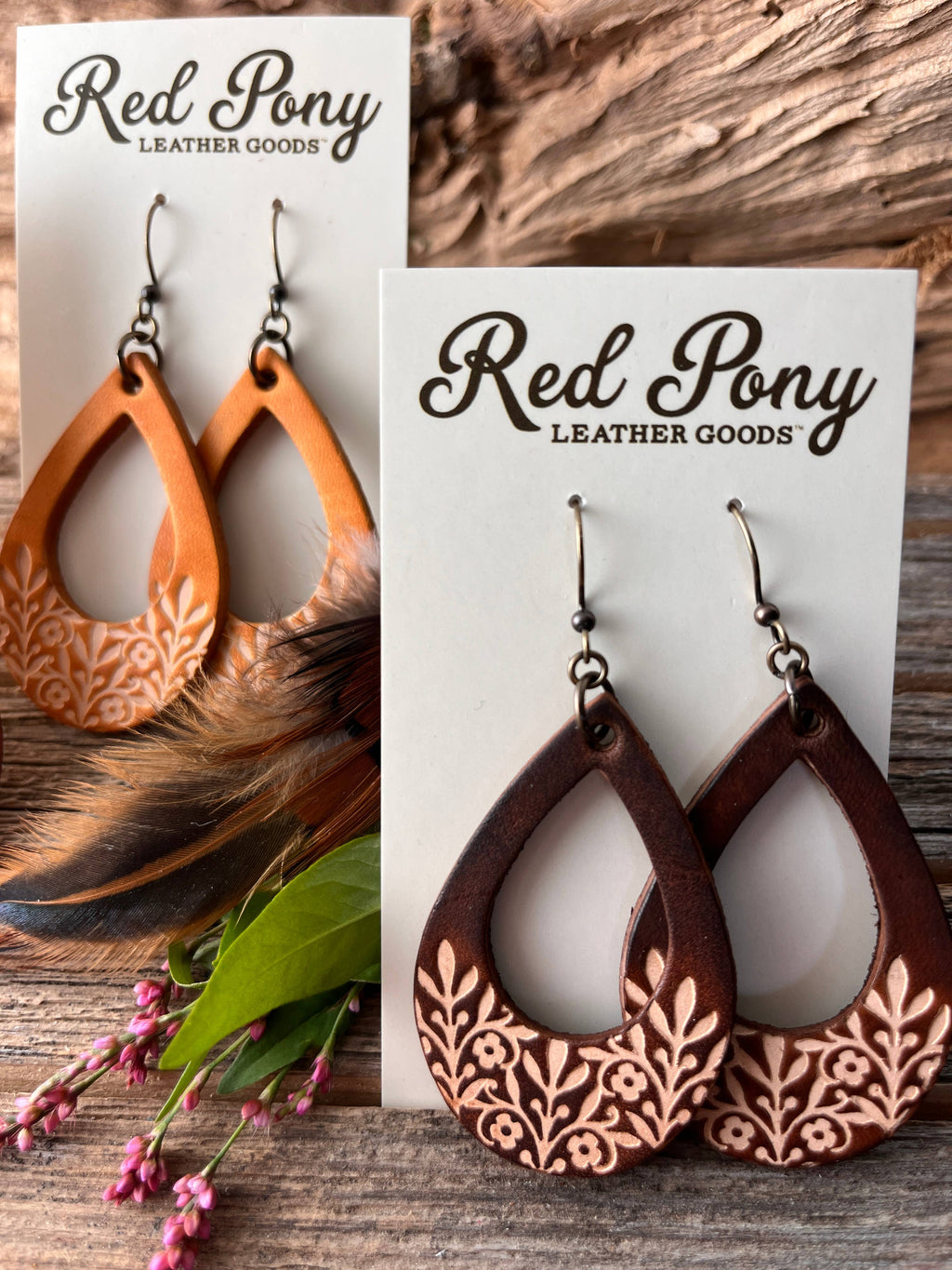 Long Time Gone Hand Tooled Leather Earrings