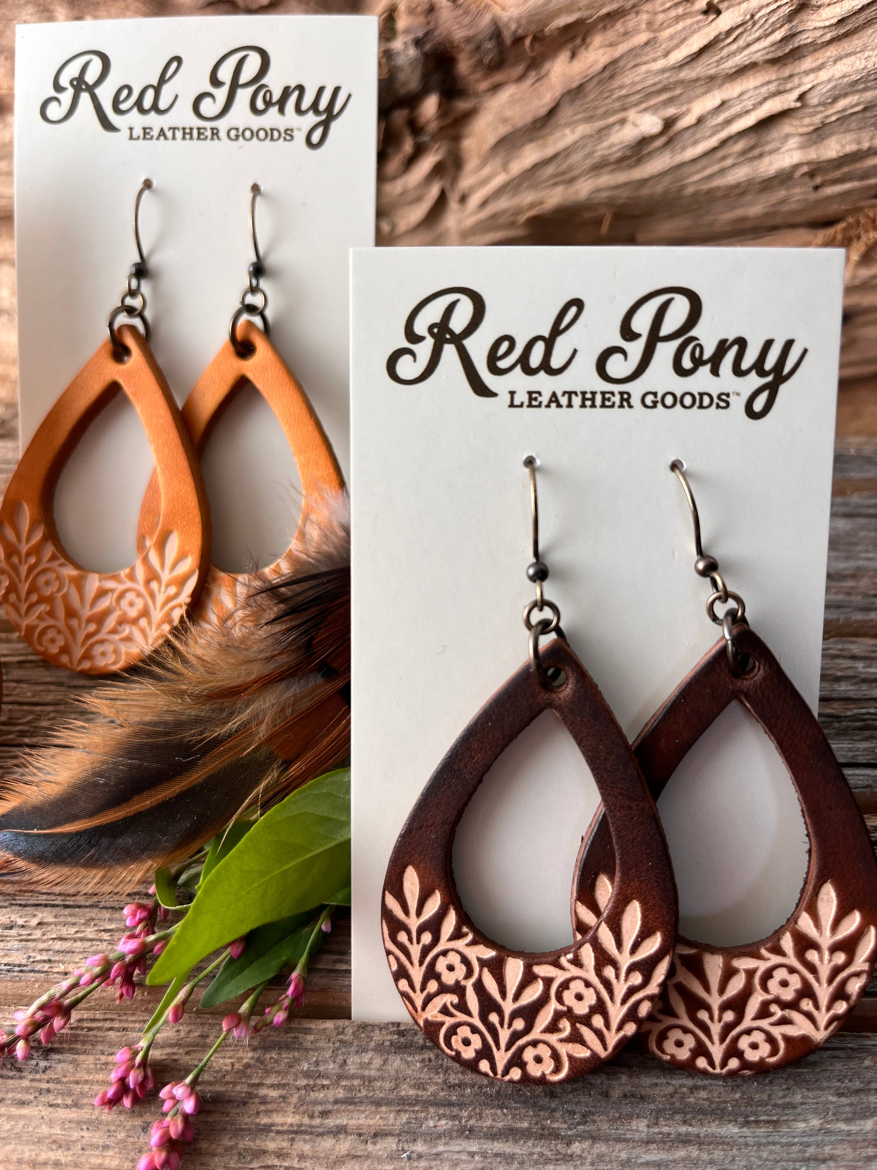 Long Time Gone Hand Tooled Leather Earrings